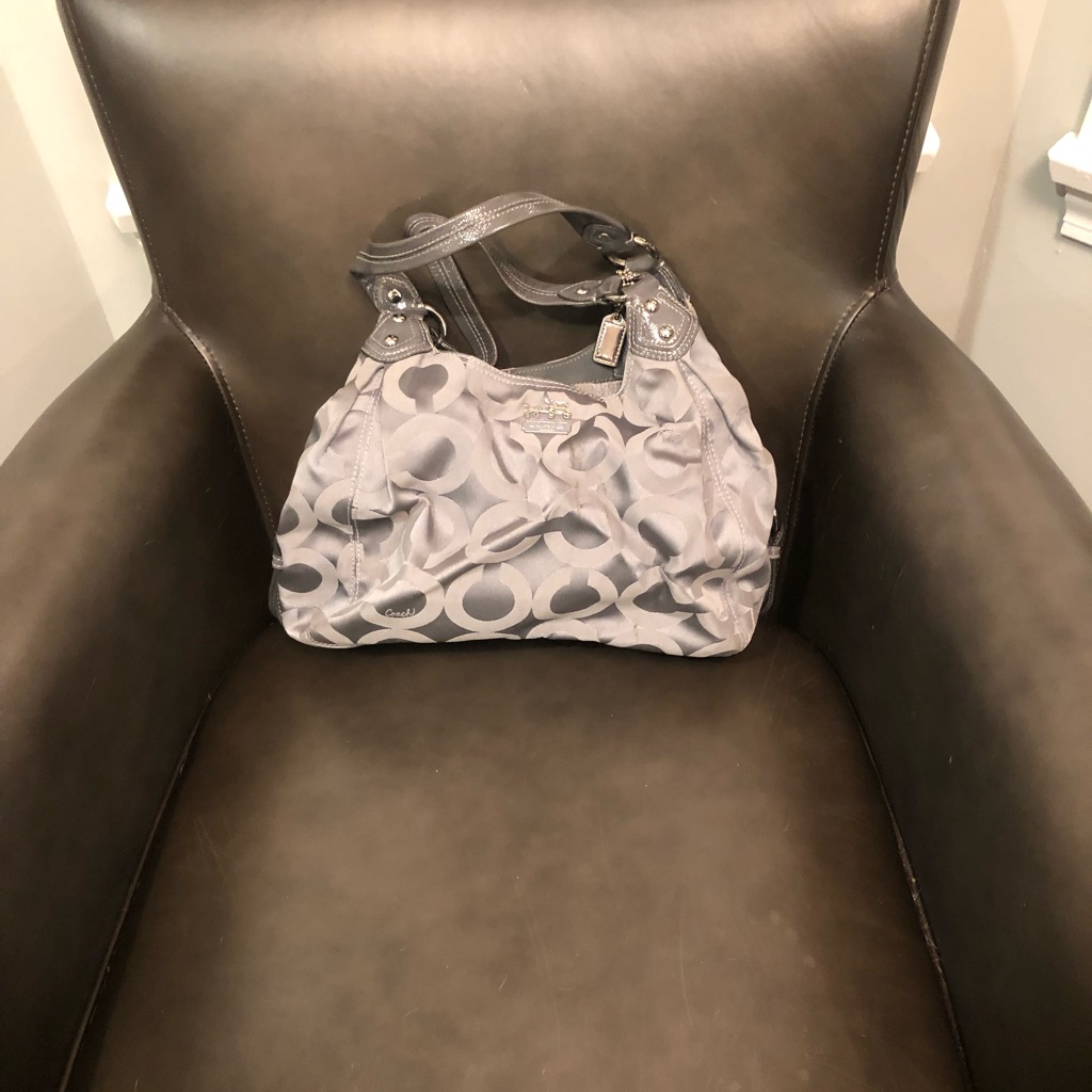 Coach Metallic Grey Satchel